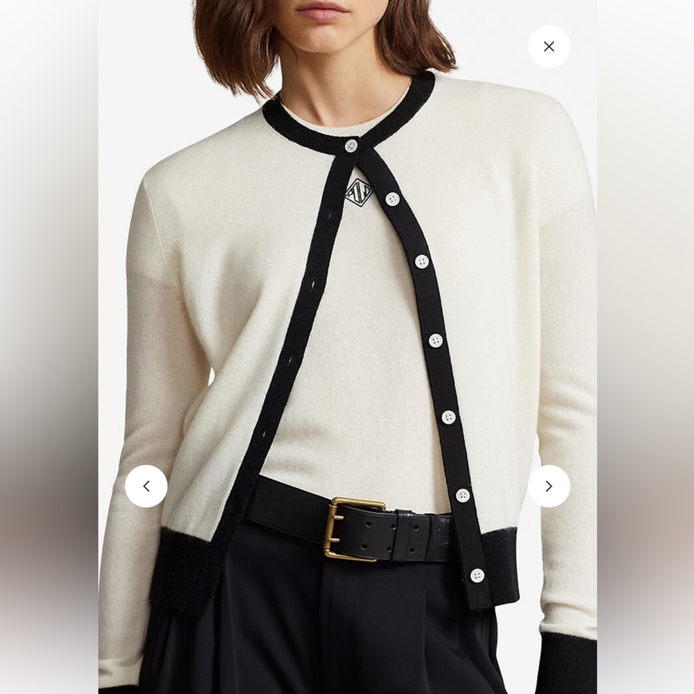 Final Price- No Offers! Polo Ralph Lauren Black & White Cashmere Cardigan